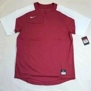Nike Men's Maroon Red Polo Dri-Fit Baseball Jersey Small NWT